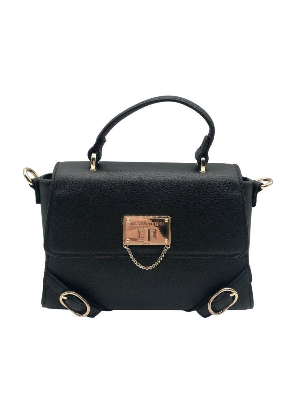 Madden Girl Black Faux Leather Top Handle Crossbody Bag